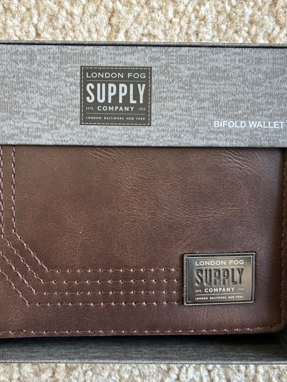 London Fog Brown Leather-Style Bifold Wallet